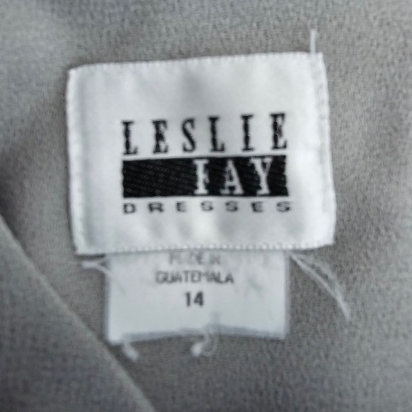 Leslie Fay 90s Dress Womens Size 14 Green Sheath Neutral Short Sleeve Modest - Picture 11 of 11